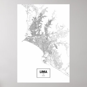 Lima, Peru (black on white) Poster