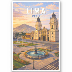 Lima Peru Illustration Reise Kunst Vintage Aufkleber