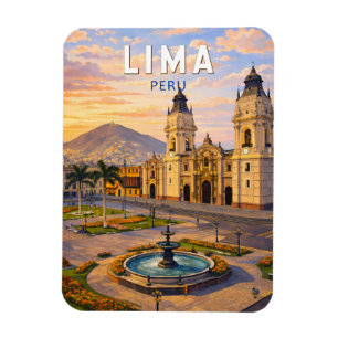 Lima Peru Illustration Reise Kunst Vintage Magnet