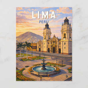 Lima Peru Illustration Reise Kunst Vintage Postkarte