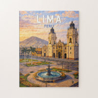 Lima Peru Illustration Reise Kunst Vintage