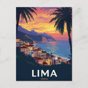 Lima Peru Küste Sonnenuntergang Palmen Postkarte