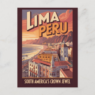 Lima Peru Küstenillustration Reise Kunst Vintage Postkarte