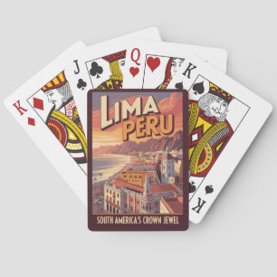 Lima Peru Küstenillustration Reise Kunst Vintage Spielkarten