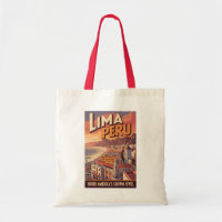 Lima Peru Küstenillustration Reise Kunst Vintage