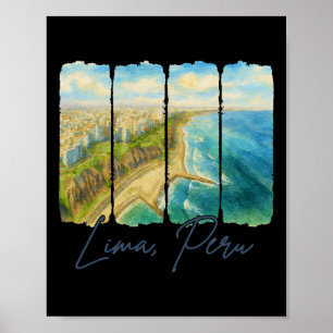 Lima Peru Reisebild Pinselstrich Lima Peru Souveni Poster