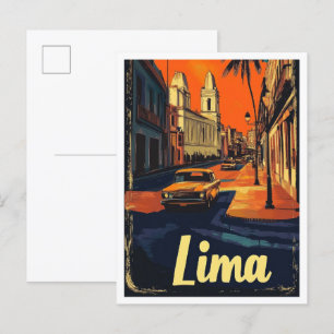 Lima Peru Vintage Reise Illustration Postkarte