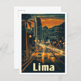 Lima Peru Vintage Reise Illustration Postkarte