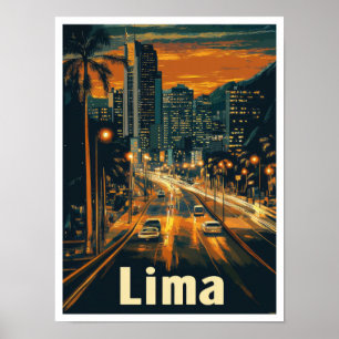 Lima Peru Vintage Reiseillustration Poster