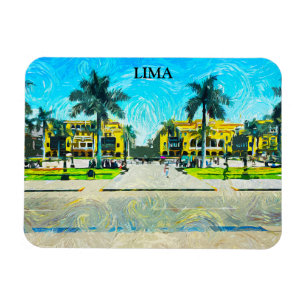 Lima Peru Wasserfarben Öl Paint Vintage Reise Magnet