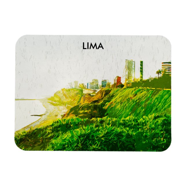 Lima Peru Wasserfarbenpanorama-Aussicht Magnet (Horizontal)