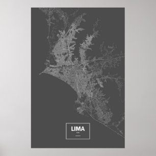 Lima, Peru (weiß auf schwarz) Poster