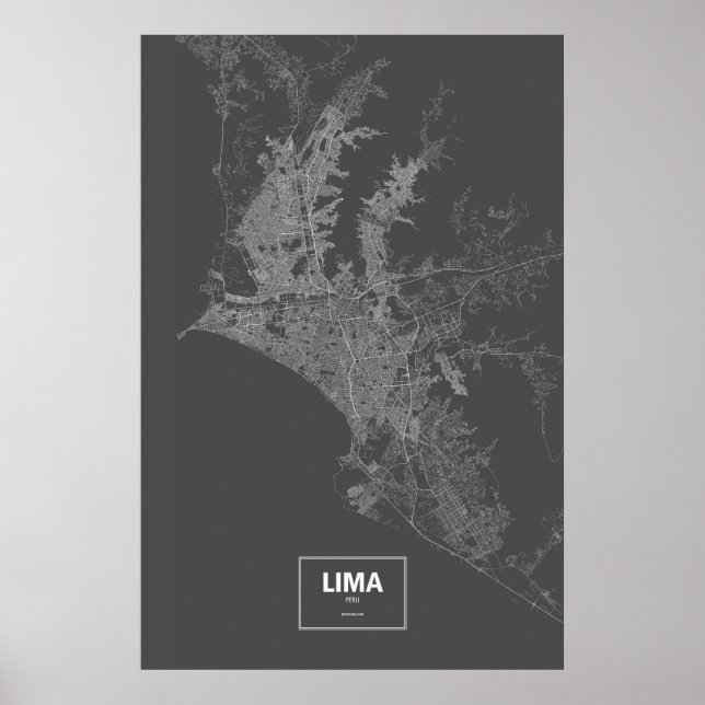 Lima, Peru (weiß auf schwarz) Poster (Vorne)