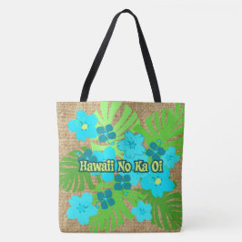 Limahuli Garden Hawaiian Floral Beach Bag - Turq