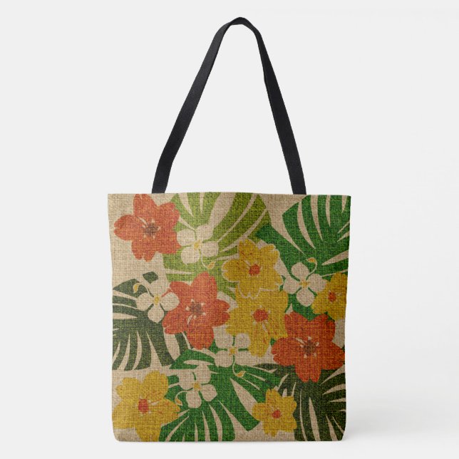 Limahuli Garden Vintag Hawaiian Floral Beach Bag (Vorderseite)