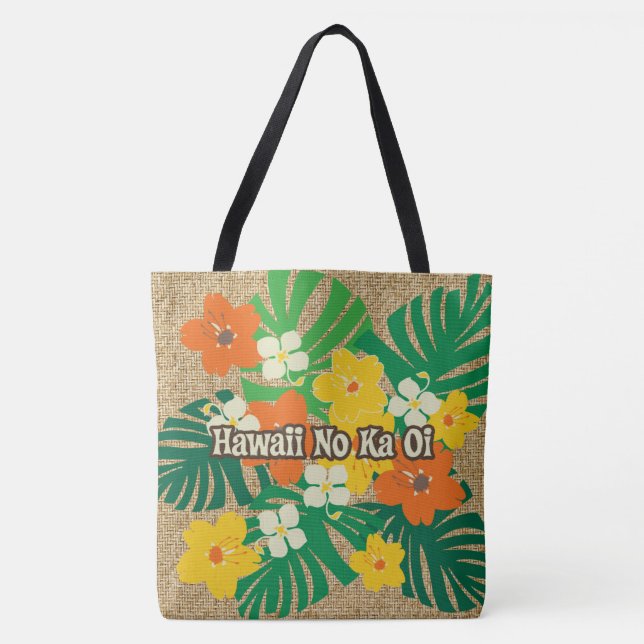 Limahuli Garden Vintag Hawaiian Floral Beach Bag (Vorderseite)