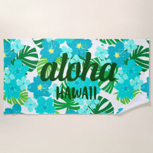Limahuli Garden Vintag Hawaiian Floral Turq Strandtuch