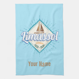 Limassol City Cyprus Retro Segelschiff Vintag Geschirrtuch