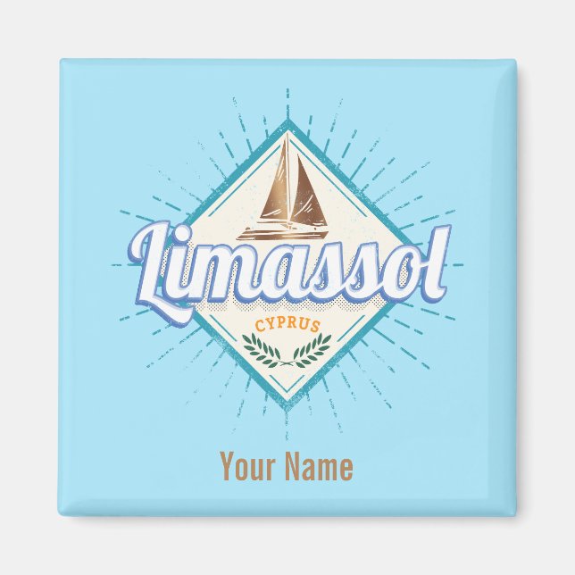 Limassol City Cyprus Retro Segelschiff Vintag Magnet (Vorne)
