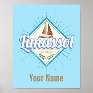 Limassol City Cyprus Retro Segelschiff Vintag Poster