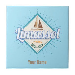 Limassol Stadt Zypern Retro-Segelschiff Vintage Fliese
