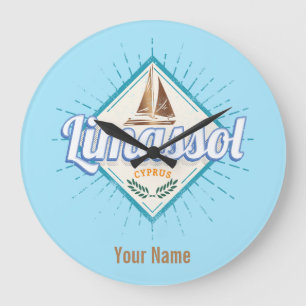 Limassol Stadt Zypern Retro-Segelschiff Vintage Große Wanduhr