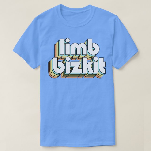 Limb Bizkit Retro Rainbow Typografie verblasst T-Shirt (Design vorne)