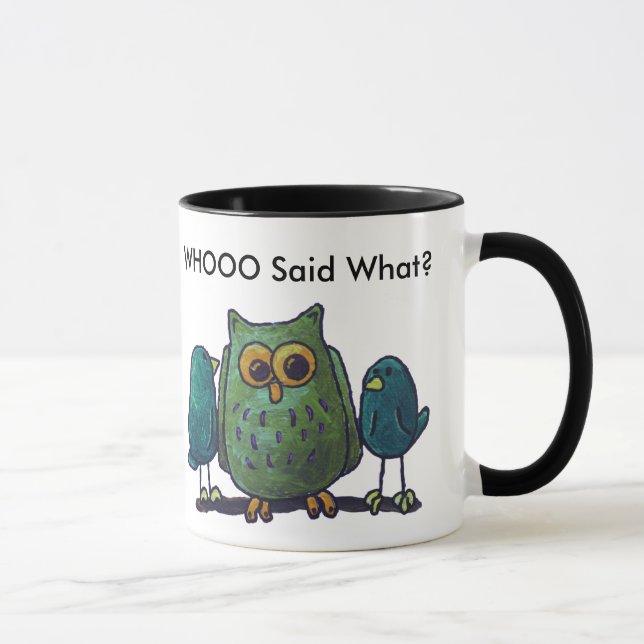 LimbBirds Schwarzes 11 Unze-Wecker-Tasse Tasse (Rechts)