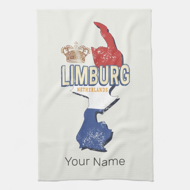 Limburg Niederlande Karte Niederländisch Vintag So Geschirrtuch (Vertikal)