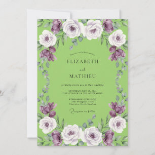 Lime Amethyst Rosenhochzeit Einladung