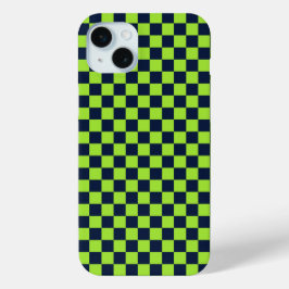 Lime and navy checkerboard pattern Case-Mate iPhone hülle