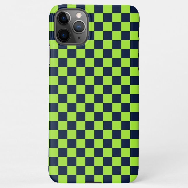 Lime and navy checkerboard pattern iPhone hülle (Rückseite)