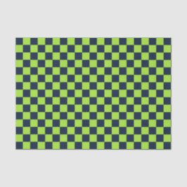 Lime and navy checkerboard pattern seidenpapier