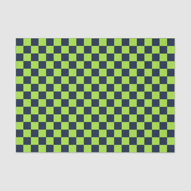 Lime and navy checkerboard pattern seidenpapier (Vorderseite)