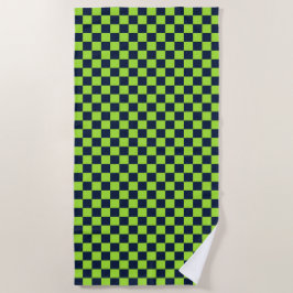 Lime and navy checkerboard pattern strandtuch