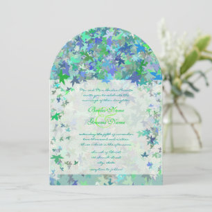 Lime &  Blue Fall Leaves Wedding Invitation Einladung