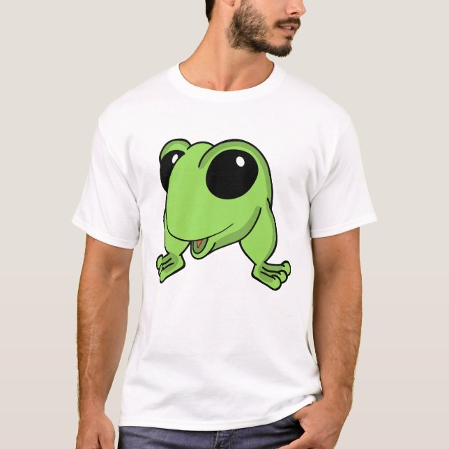 Lime Frog Cartoon Cheer T-Shirt (Vorderseite)