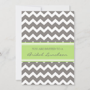 Lime Gray Chevron Bridal Lunch Invitation Cards Einladung