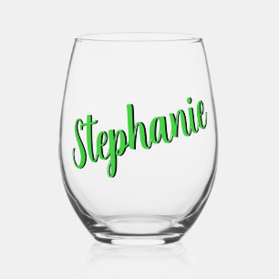 Lime Green 3D Elegant Handgeschriebener Stilname Weinglas Ohne Stiel