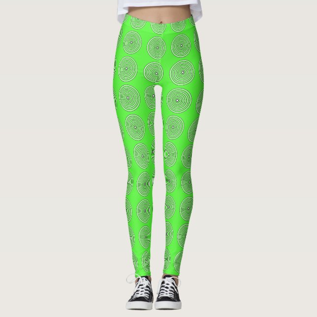 Lime Green Abstrakt Black Leggings (Vorderseite)