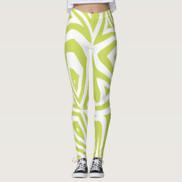 Lime Green Abstrakt Zebra Print Frauen Leggings