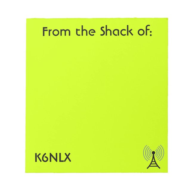 Lime Green Amateur Radio Call Sign Notepad Notizblock (Vorderseite)
