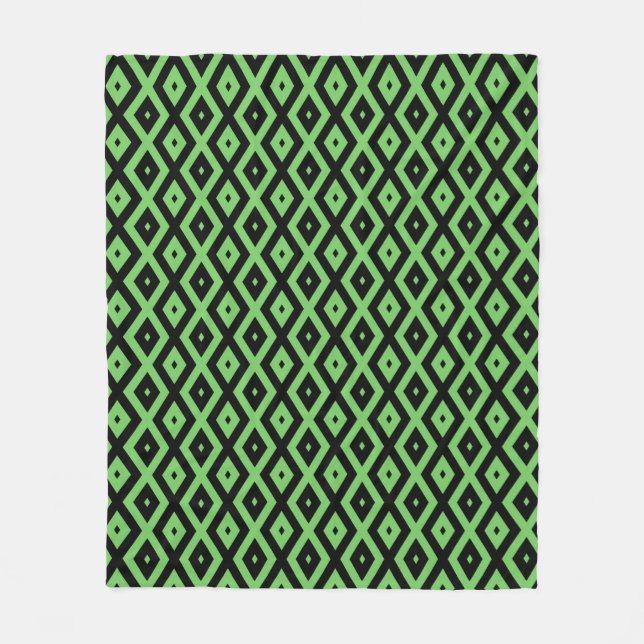 Lime green and black diamond pattern fleecedecke (Vorderseite)