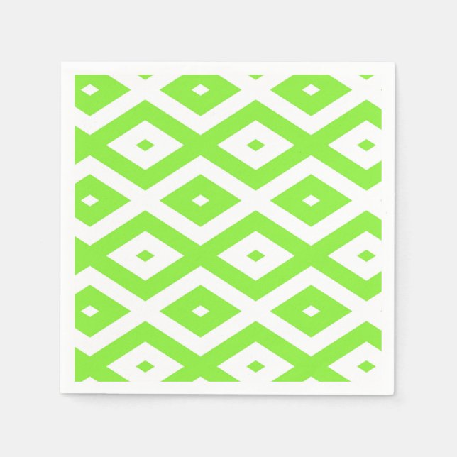 Lime green and white diamond pattern serviette (Vorderseite)