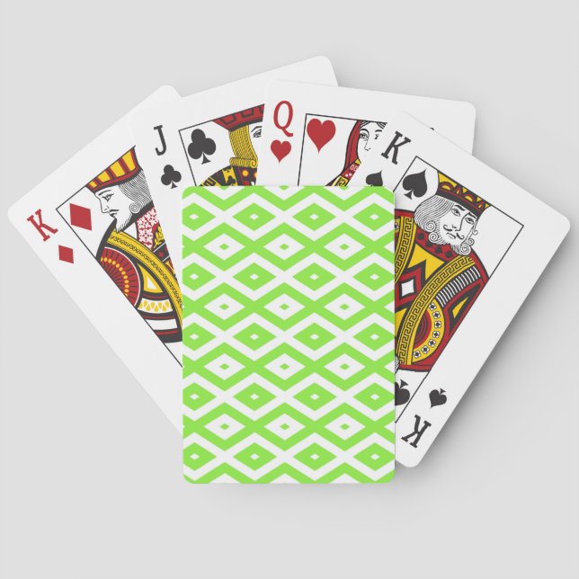 Lime green and white diamond pattern spielkarten (Rückseite)