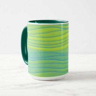Lime Green Aqua Blue Retro Strip Tasse Cup