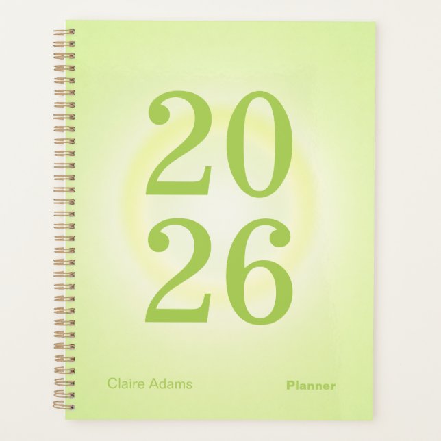 Lime Green Aura Big Year Planner Planer (Vorderseite)