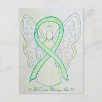 Lime Green Awareness Ribbon Angel Custom Postcard