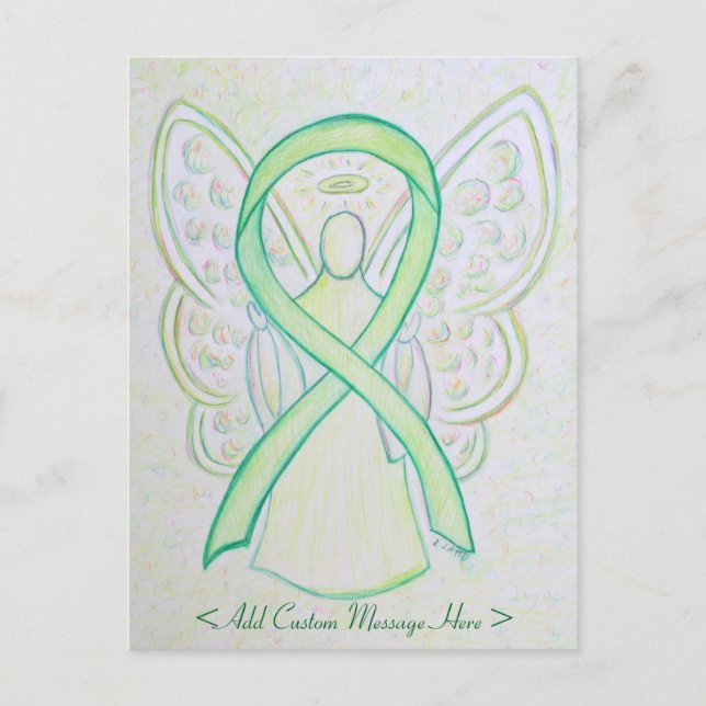 Lime Green Awareness Ribbon Angel Custom Postcard Postkarte (Vorderseite)