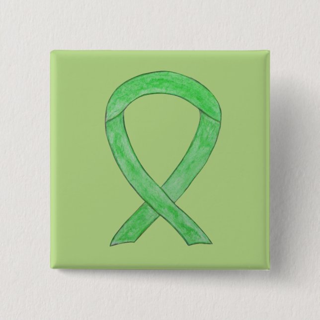 Lime Green Awareness Ribbon Art Laptop Pin Button (Vorderseite)